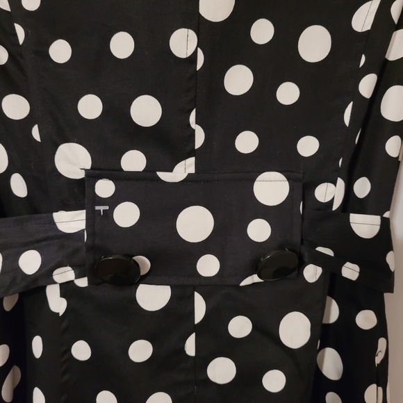 Stylish Polka Dot Trench Coat  Double Breasted Half Sleeve Mid Length Sz M - Picture 12 of 16